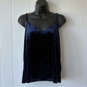 Monk & Lou Navy Velvet Tank Top | Size Large